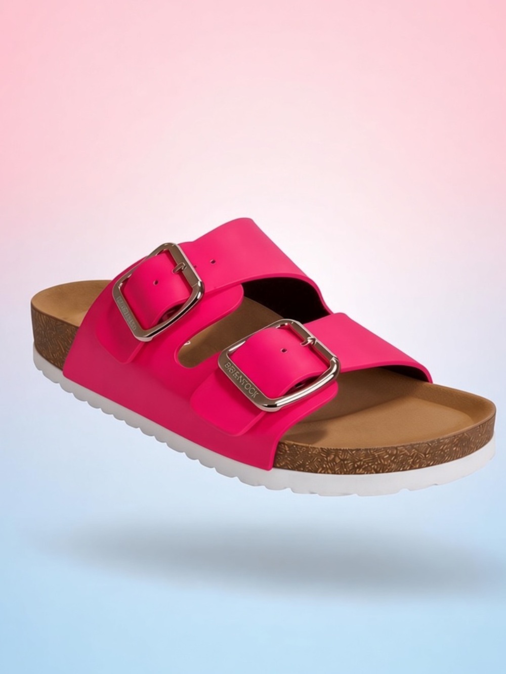 J Slides Neon Pink Leather Leighton Flats BNIB